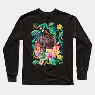 Tropical Chocolate Labrador Retriever Long Sleeve T-Shirt